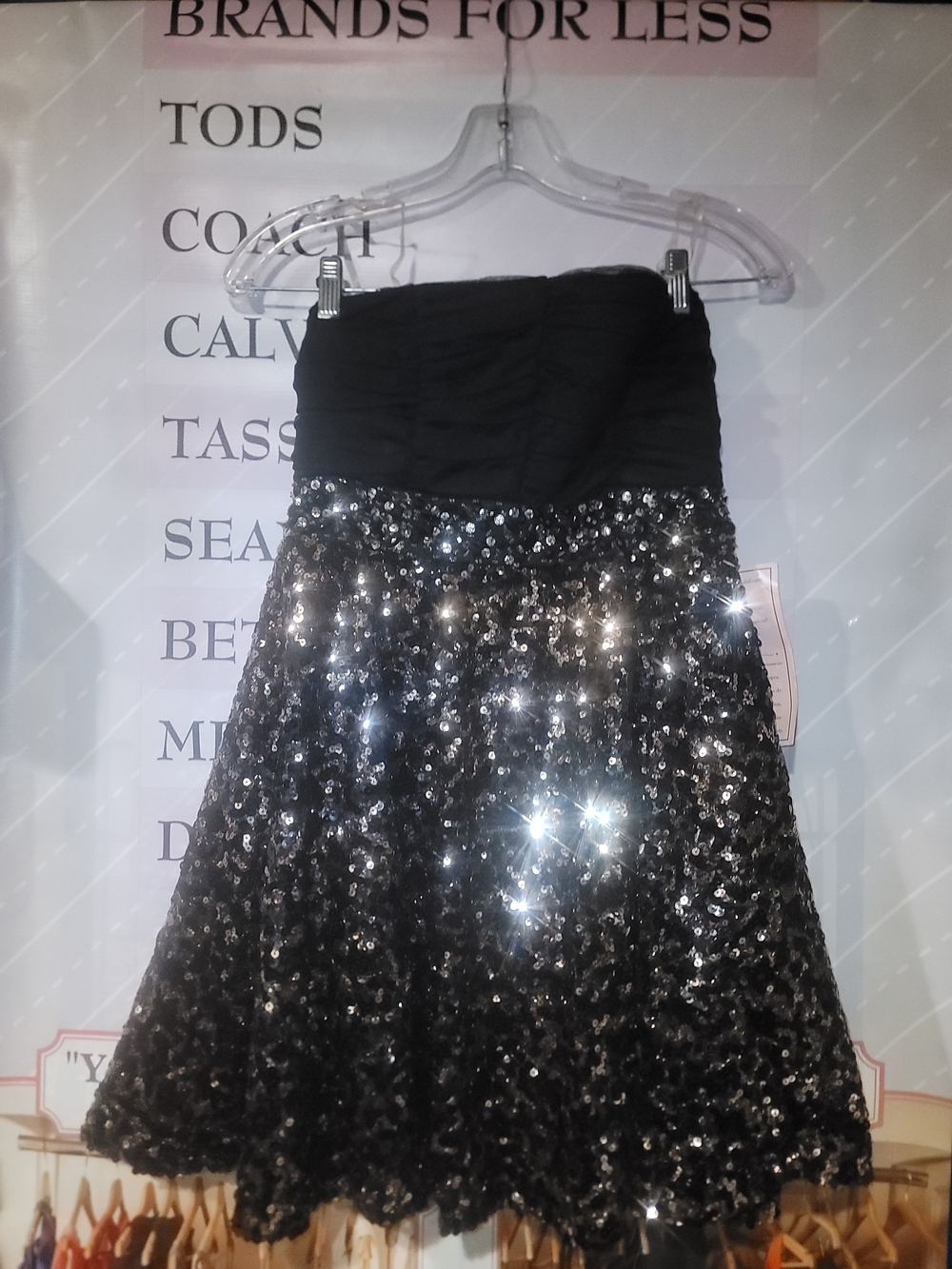 Strapless Black Sequin Party Dress By Sequin Hearts